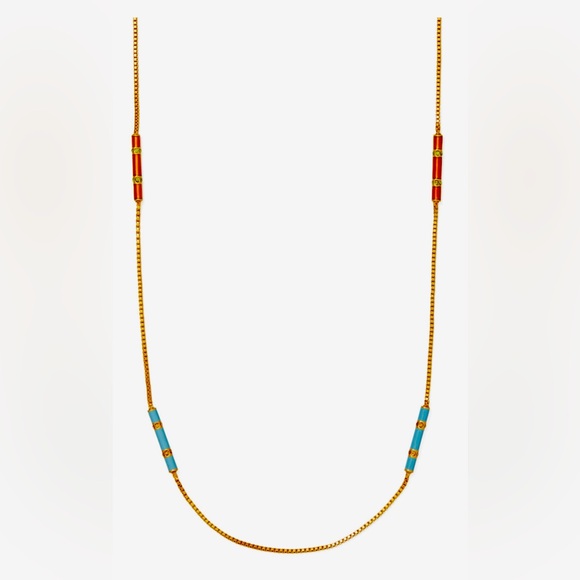 NWT Tory Burch Kira 18K Gold-Plate & Enamel Long Necklace - Picture 6 of 12